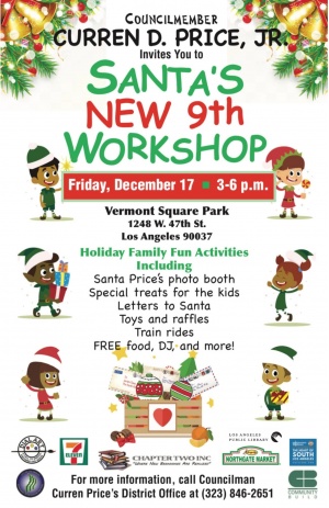 Santa's New 9th Workshop - Friday, 12/17 from 3-6pm at Vermont Square Park 